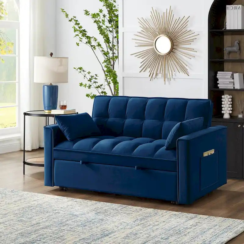 Convertible Loveseat with Adjustable Backrest and Storage Pockets