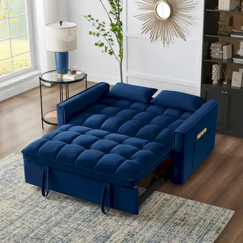 Convertible Loveseat with Adjustable Backrest and Storage Pockets