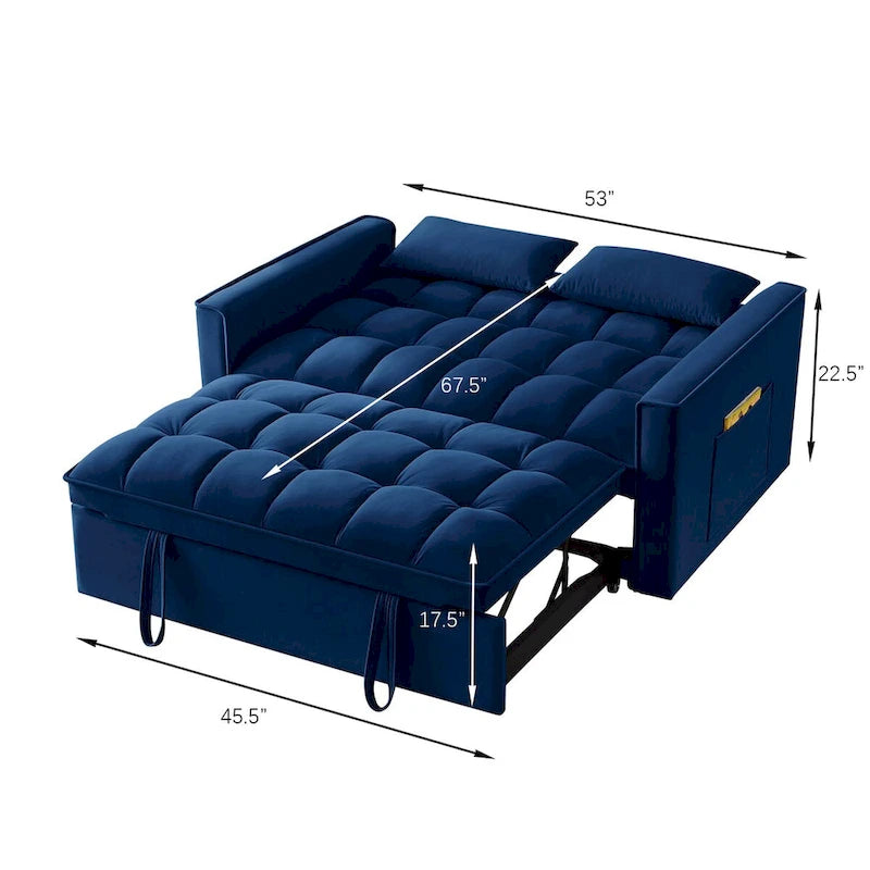 Convertible Loveseat with Adjustable Backrest and Storage Pockets