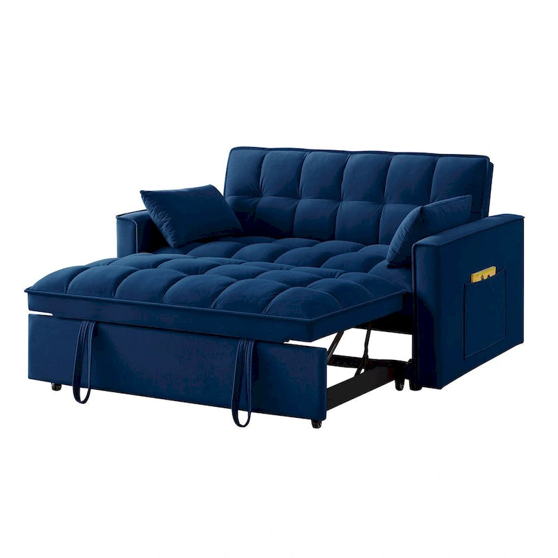 Convertible Loveseat with Adjustable Backrest and Storage Pockets