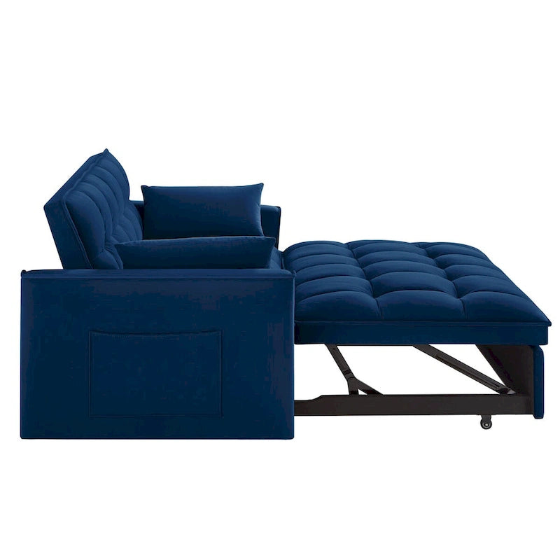 Convertible Loveseat with Adjustable Backrest and Storage Pockets