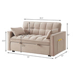Convertible Loveseat with Adjustable Backrest and Storage Pockets