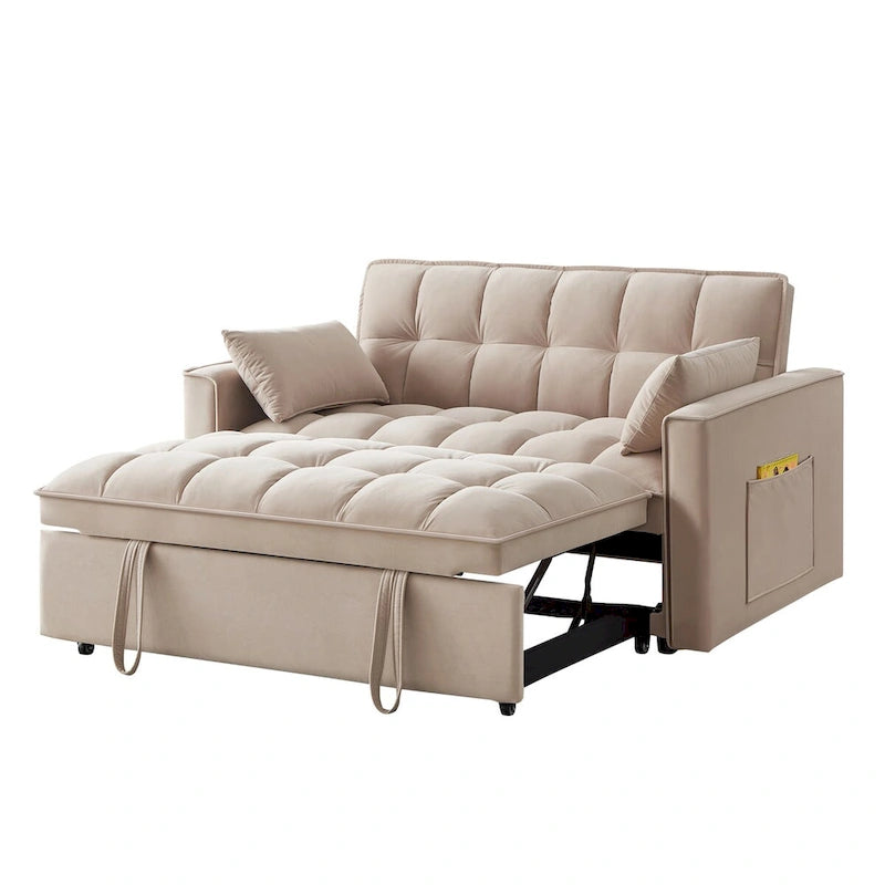 Convertible Loveseat with Adjustable Backrest and Storage Pockets