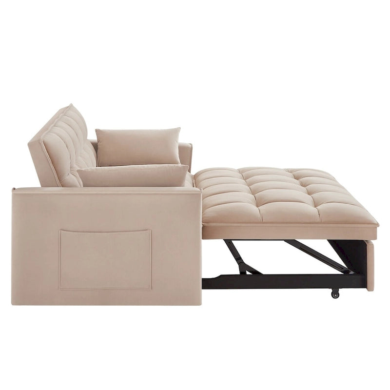 Convertible Loveseat with Adjustable Backrest and Storage Pockets