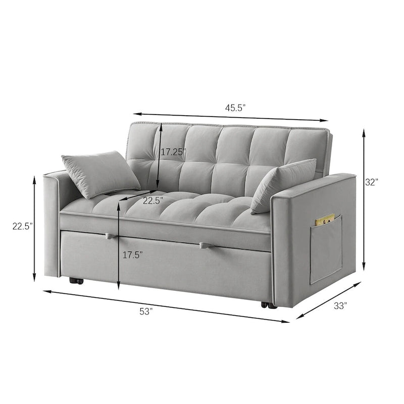 Convertible Loveseat with Adjustable Backrest and Storage Pockets