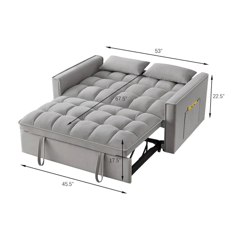 Convertible Loveseat with Adjustable Backrest and Storage Pockets