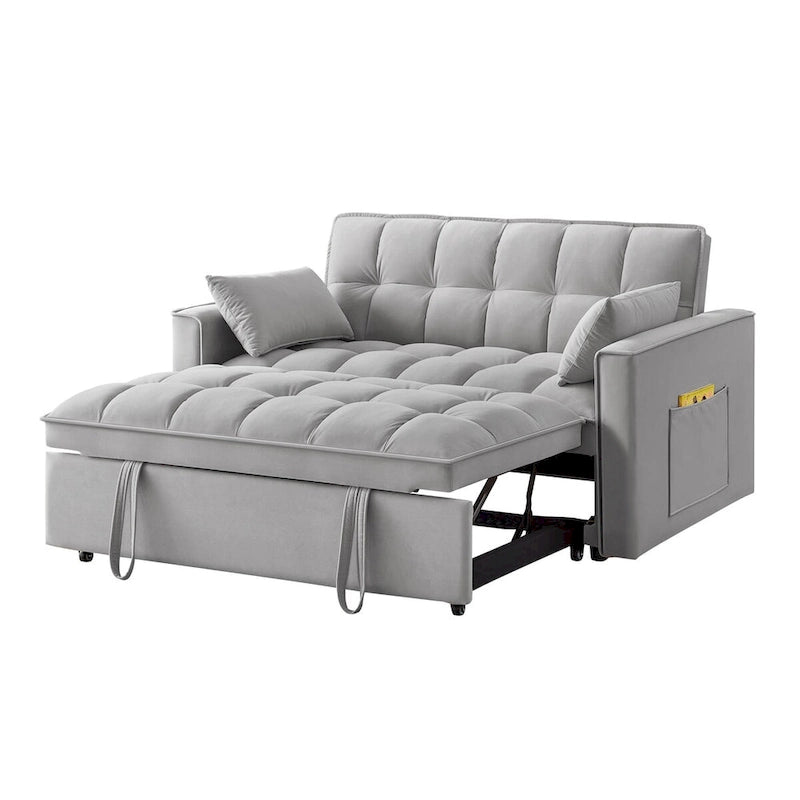 Convertible Loveseat with Adjustable Backrest and Storage Pockets