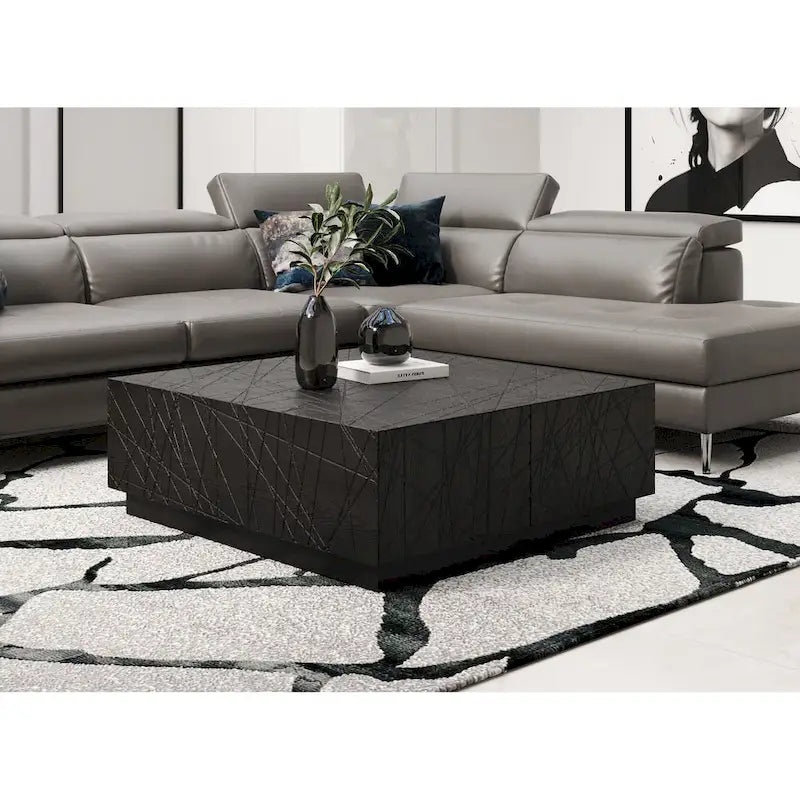 Modrest Kenda Modern Black Oak Square Coffee Table With Storage