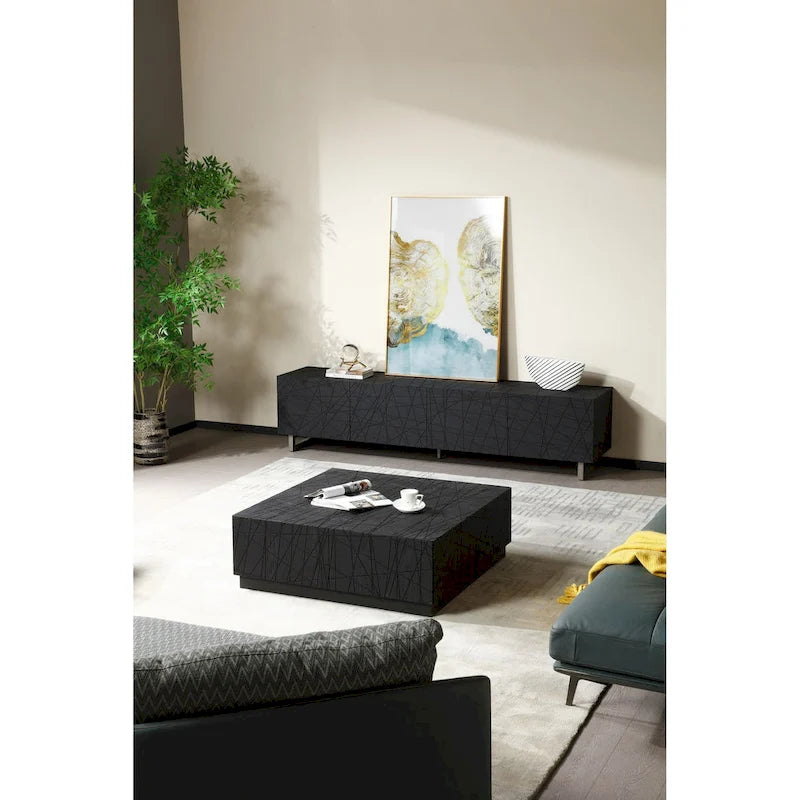 Modrest Kenda Modern Black Oak Square Coffee Table With Storage