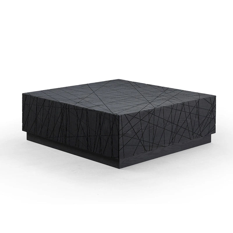 Modrest Kenda Modern Black Oak Square Coffee Table With Storage