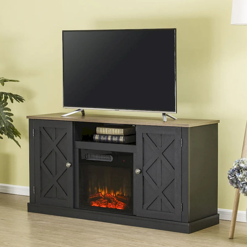 54 in. TV Stand Console for TVs up to 60 in. with Electric Fireplace - 54 in Width