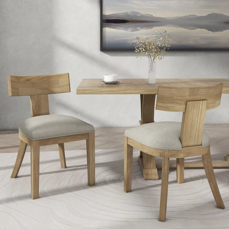 Fescue Fabric and Rubberwood Slat Back Upholstered Dining Chair (Set of 2) by Christopher Knight Home