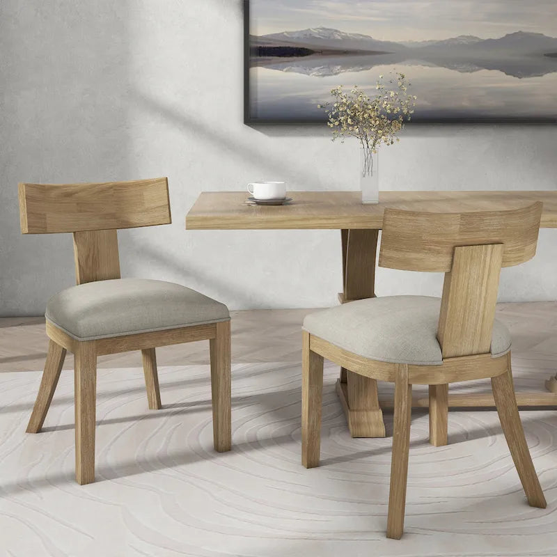 Fescue Fabric and Rubberwood Slat Back Upholstered Dining Chair (Set of 2) by Christopher Knight Home