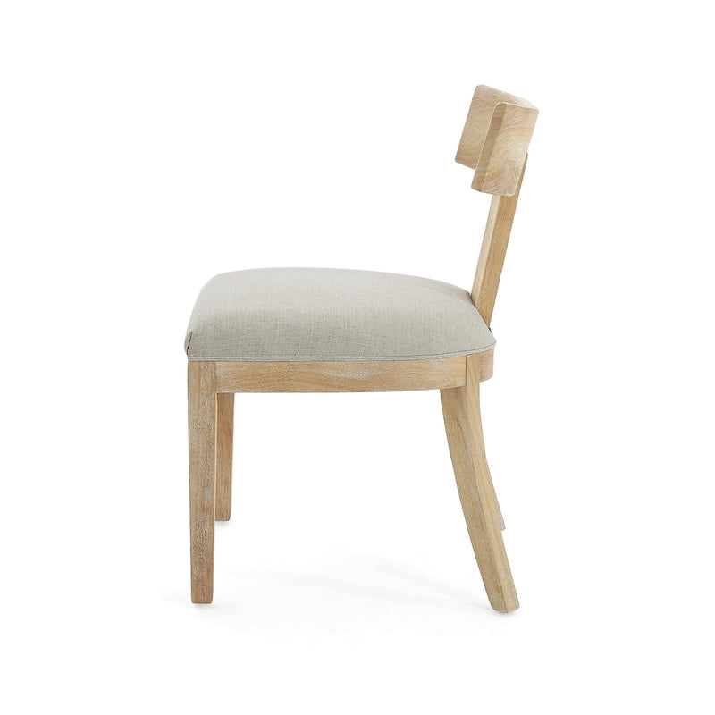Fescue Fabric and Rubberwood Slat Back Upholstered Dining Chair (Set of 2) by Christopher Knight Home