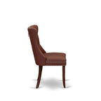 East West Furniture Dinette Set Includes a Round Dining Table and Upholstered Chairs, Mahogany (Pieces Options)