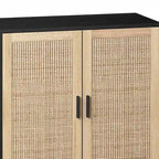 Functional 4 Door Rattan Decorative Storage Cabinet