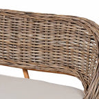 Raisa Modern Bohemian Natural Kubu Rattan Bench and Wood Table Dining Nook Set