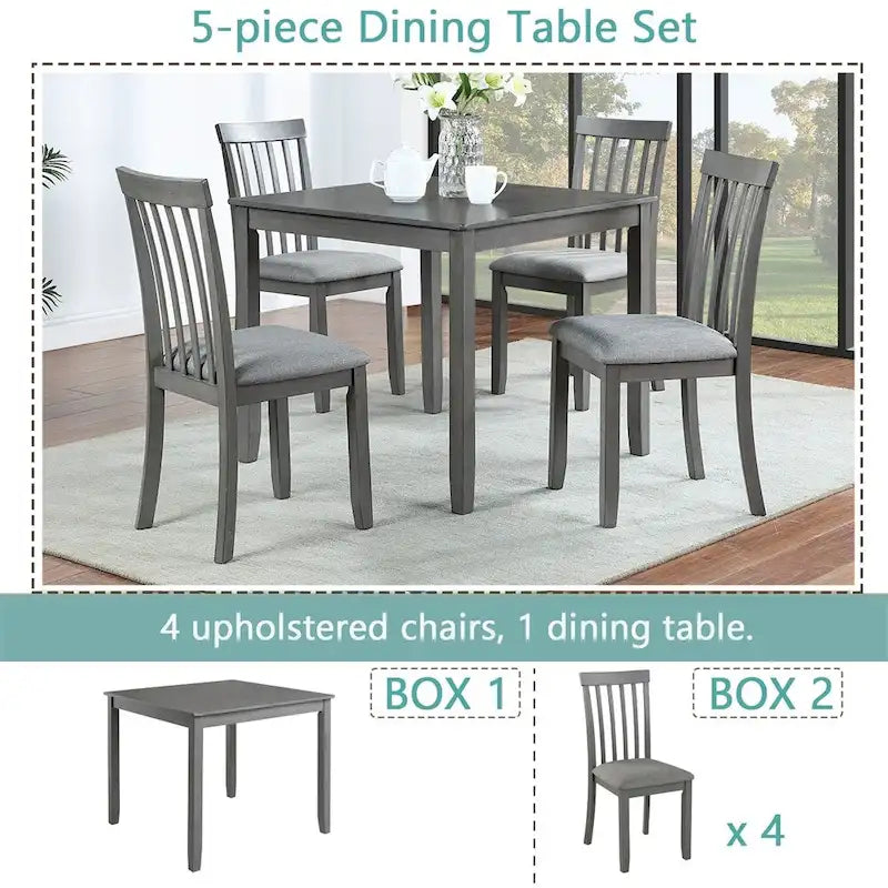 Wooden Dining Rectangular Table set for 4,Kitchen Dining Table