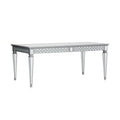 Ada 72-90 Inch Dining Table, Extendable Rectangular Top, Mirrored, Silver