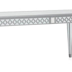 Ada 72-90 Inch Dining Table, Extendable Rectangular Top, Mirrored, Silver