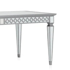 Ada 72-90 Inch Dining Table, Extendable Rectangular Top, Mirrored, Silver