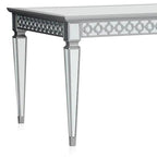 Ada 72-90 Inch Dining Table, Extendable Rectangular Top, Mirrored, Silver