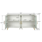 Grondin Mid-Century Modern Style 59.8 Wide Sideboard Buffet with Fluted Tempered Glass Doors and Adjustable Shelves