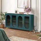 Grondin Mid-Century Modern Style 59.8 Wide Sideboard Buffet with Fluted Tempered Glass Doors and Adjustable Shelves