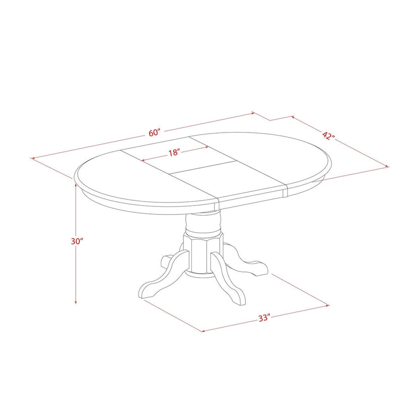 East West Furniture 5 Piece Dinette Set- an Oval Dining Room Table and 4 Kitchen Dining Chairs, Buttermilk & Cherry