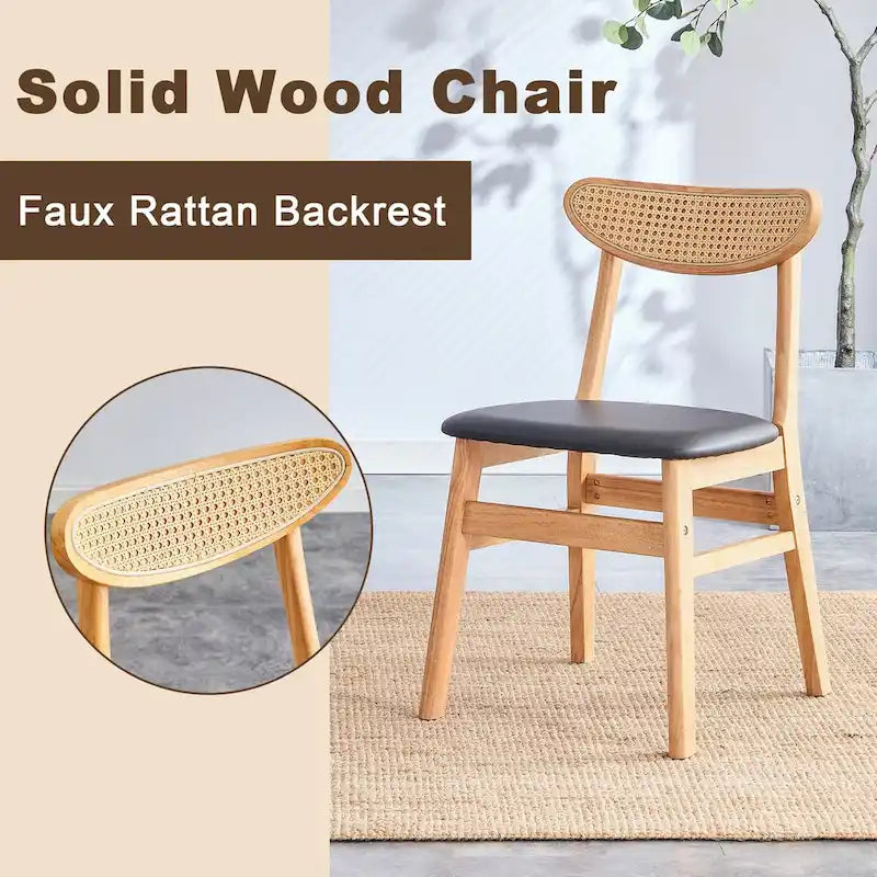 The stylish and durable solid wood dining chair, small curved back, PU cushion, and beautiful shape match with any room
