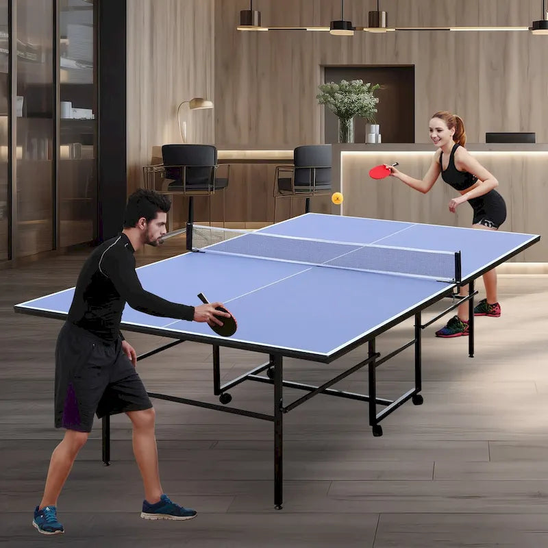 9FT Foldable&Portable Tennis Ping Pong Table Set, 2 Paddles&3 Balls