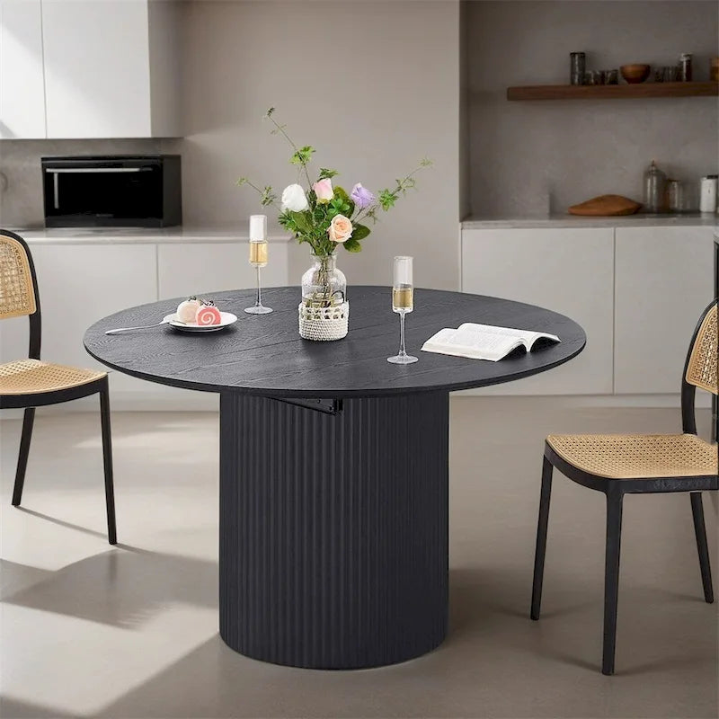 Solid Top Kitchen Oval Expandable Dining Table - N/A