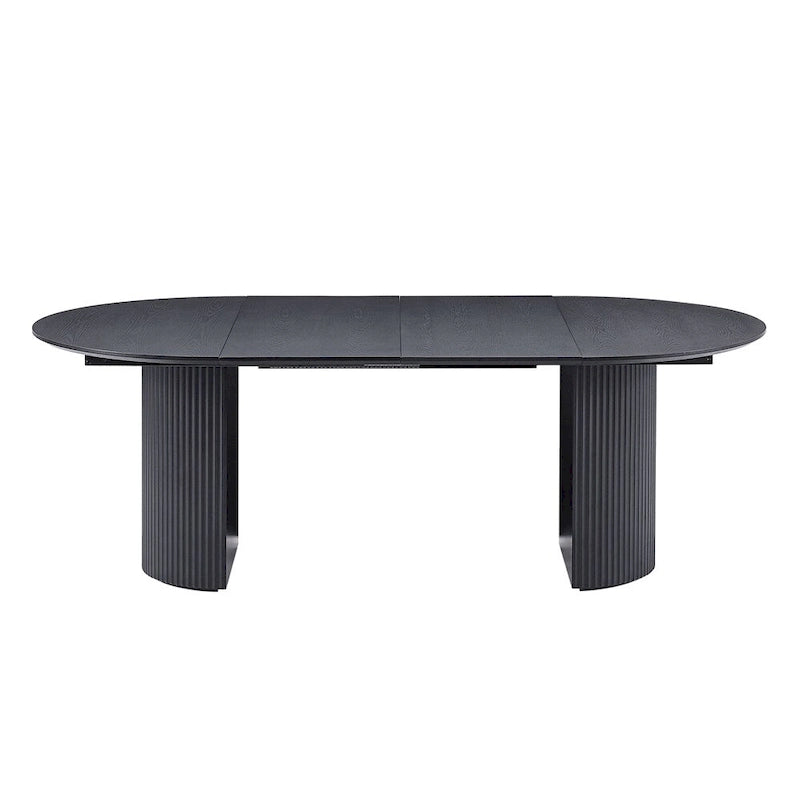 Solid Top Kitchen Oval Expandable Dining Table - N/A