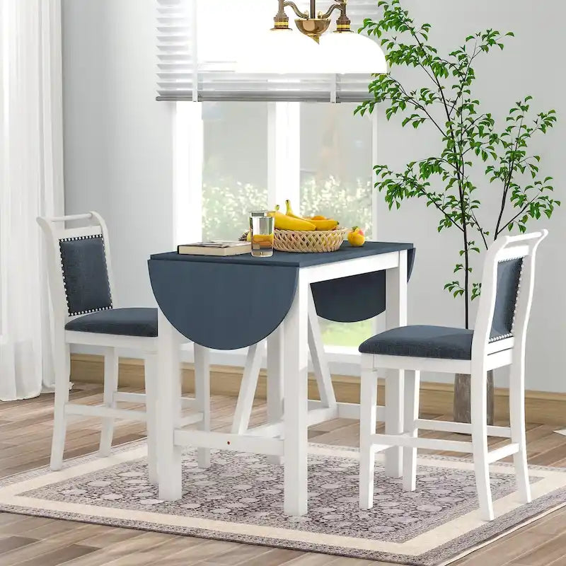 3-Piece Wood Counter Height Drop Leaf Dining Table Set