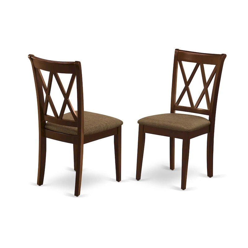 East West Furniture Dining Table Set- a Wooden Table and Linen Fabric Dining Room Chairs