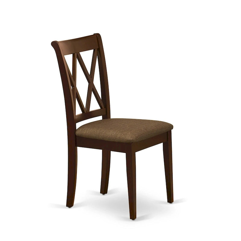 East West Furniture Dining Table Set- a Wooden Table and Linen Fabric Dining Room Chairs