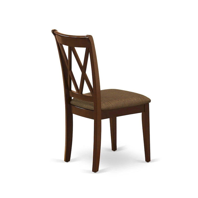 East West Furniture Dining Table Set- a Wooden Table and Linen Fabric Dining Room Chairs