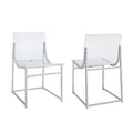 Set of 2 Dining Side Chairs in Clear and Chrome
