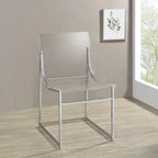 Set of 2 Dining Side Chairs in Clear and Chrome