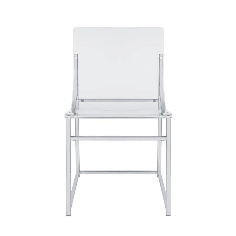 Set of 2 Dining Side Chairs in Clear and Chrome