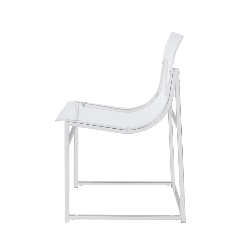 Set of 2 Dining Side Chairs in Clear and Chrome