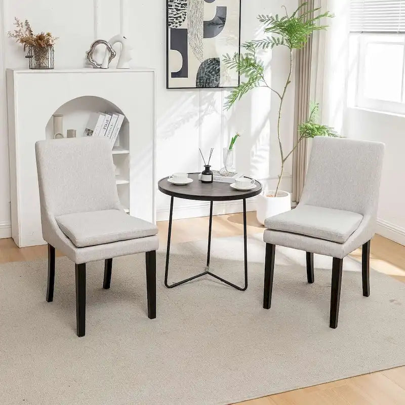 Modern Armless Padded Dining Chairs, Set of 2, with Solid Wood Legs, Suitable for Kitchen, Dining Room