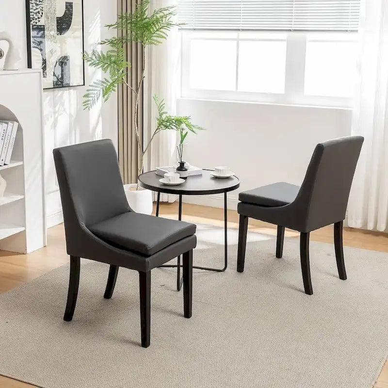Modern Armless Padded Dining Chairs, Set of 2, with Solid Wood Legs, Suitable for Kitchen, Dining Room