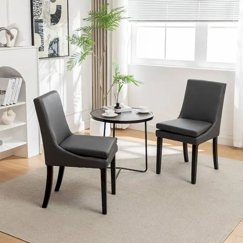 Modern Armless Padded Dining Chairs, Set of 2, with Solid Wood Legs, Suitable for Kitchen, Dining Room