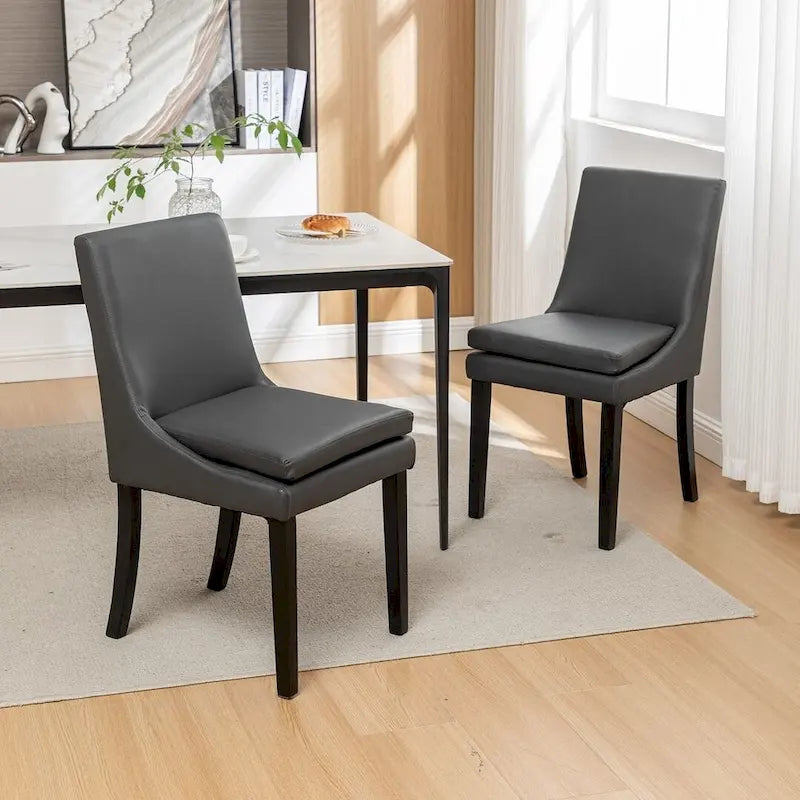 Modern Armless Padded Dining Chairs, Set of 2, with Solid Wood Legs, Suitable for Kitchen, Dining Room