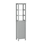 RiverRidge Madison Single Door Tall Bathroom Cabinet Storage Organizer with an Open and Adjustable Interior Shelves