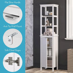 RiverRidge Madison Single Door Tall Bathroom Cabinet Storage Organizer with an Open and Adjustable Interior Shelves