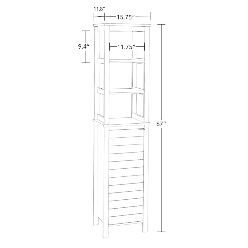 RiverRidge Madison Single Door Tall Bathroom Cabinet Storage Organizer with an Open and Adjustable Interior Shelves