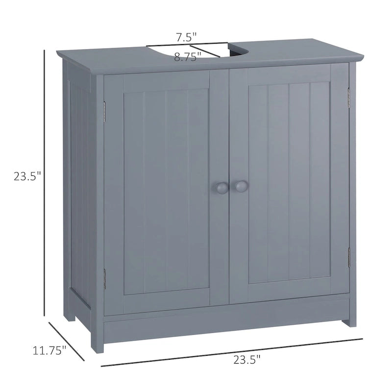Under Sink Bathroom Cabinet with 2 Doors and Shelf, Pedestal Sink Bathroom Vanity Cabinet, Gray