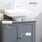 Under Sink Bathroom Cabinet with 2 Doors and Shelf, Pedestal Sink Bathroom Vanity Cabinet, Gray